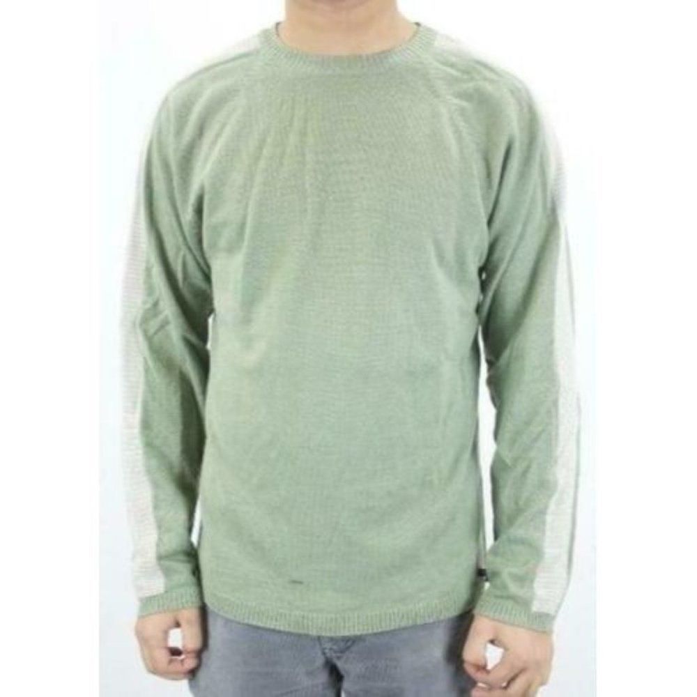 L - Billabong Mens Light Green Stripe Casual Sweater